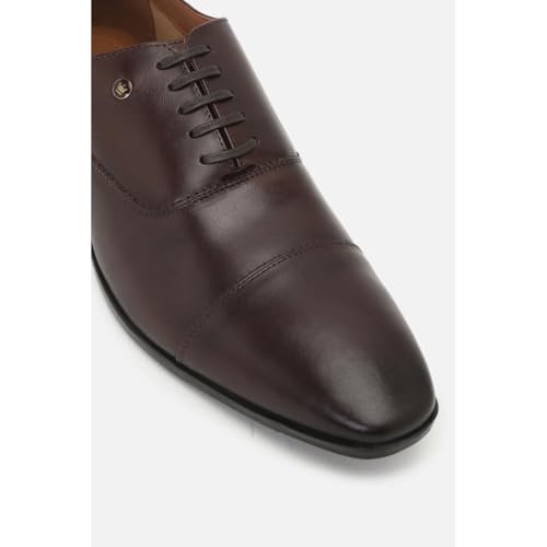 Image of Louis Philippe Men Premium Leather Breathable Lining Material Anti Slip with Heel TPR Sole Formal Oxford Shoes