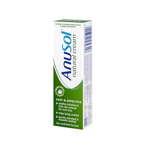 Anusol Natural Cream - 30g Cream with Natural Ingredients - Relieves Anal Itching & Discomfort - Suitable For Pregnancy & Breastfeeding - Non Medicated Quick Cooling External Relief - Vegan Friendly