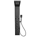 BWE Rainfall Shower Panel Waterfall with Handheld Shower Matte Black 6 IN 1 Stainless Steel Shower Tower Panel System Massage Body Jets with Tub Spout Water Wall Mount