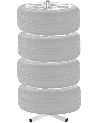 VEVOR Estante de Almacenamiento de Neumáticos, Acero Resistente para 4 Neumáticos con Llantas, Que Ahorra Espacio para Neumáticos, Carga de 100 kg, Ideal para Garaje y Taller, 460 x 460 x 1090 mm