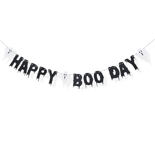 Happy Boo Day Banner Boo Day Garland Halloween Party Decorations Spooky Party Supplies Halloween Birthday Banner Perfect Indoor Ghost Decoration Melting Dripping Ghost