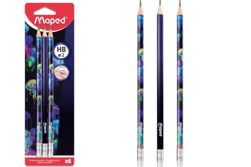Maped 6 lápices graphite HB con goma punta miniatura 5