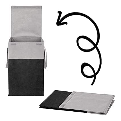 Image of HomeSpire (75 LTR) 2 Pcs Clothes Basket Toy Storage Box | Foldable Laundry Bag | Lid & Handles | Clothes Dress Bin | Washing Cloth Basket | Dhakkan Box|Black