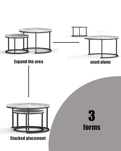 Tables Basses Gigognes Rondes Effet Marbre Amveya
