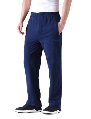 Zoulee Men's Casual Cotton Jogger Sweatpants Zipper Front Pants Thick Navy Blue L by Zoulee - Used condition - Image 2