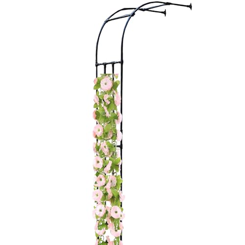 Tonnelle de Jardin Robuste, Arche de Jardin Demi-côté, Arceau à rosiers, métal Treillis Demi-Arc pour Roses, Plantes grimpantes Résistant aux intempéries(Black,2.4x2.4m)