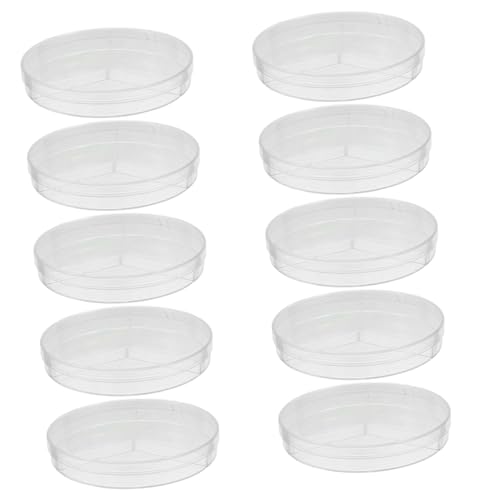 KICHOUSE Culture Plates 10pcs Round Plastic Petri Dishes Cell Culture Dishes for Cultivation School Experiments