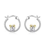 POPLYKE Guinea Pig Hoop Earrings For Women 925 Sterling Silver Hamsters Hypoallergenic Earrings Jewe