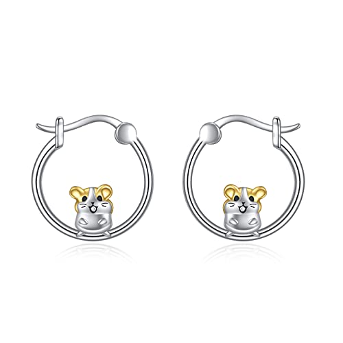 Poplyke Guinea Pig Hoop Earrings For Women 925 Sterling Silver Hamsters Hypoallergenic Earrings Jewelry Birthday Gifts #TOP16