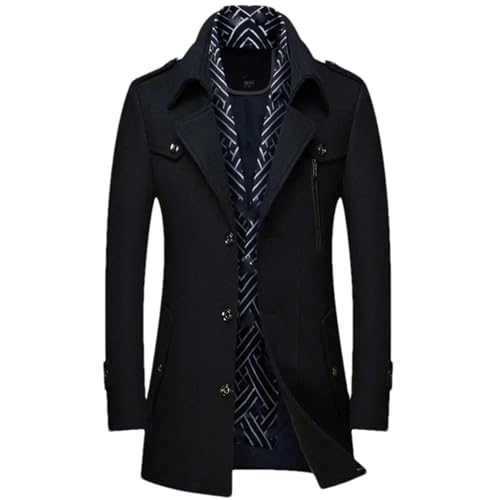 Manteau en laine pour homme coupe ajustée et chaude d'hiver taille XS noir uni BK001