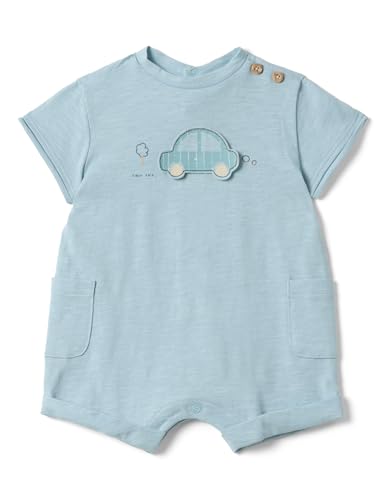 OVS KIDS Pagliaccetto in puro cotone azzurro da neonato con macchinina
