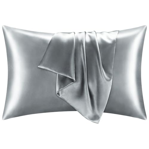枕カバー 43 63 両面サテン WGWJM 封筒式枕カバー 摩擦軽減 肌や髪に優しい 防臭防ダニ 敏感肌に優しい まねるシルク 光沢まくらカバー 洗える 高い快適さピローケース 四季適応 静電気防止 1枚セット ダークグレー