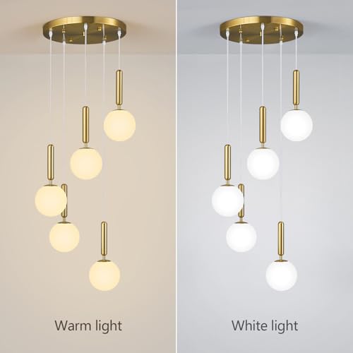 Image of Modern Gold Pendant Lights Kitchen Island 5-Lights Hanging Fixture