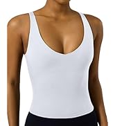PAVOI ACTIVE Sports V Neck Tank Top for Women - Low V Front & Back Mid Support Cropped Tight Tank...