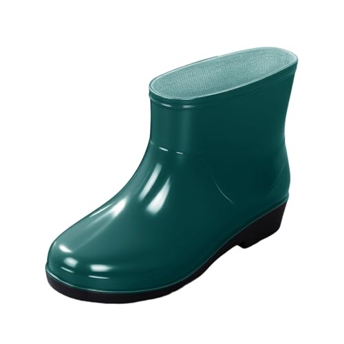 Botas de agua de tacón bajo para mujer, antideslizantes, suela suave, cómodas, resistentes al agua, fáciles de limpiar, para pesca, lavado de coches, cocina, Green, 39.5 EU