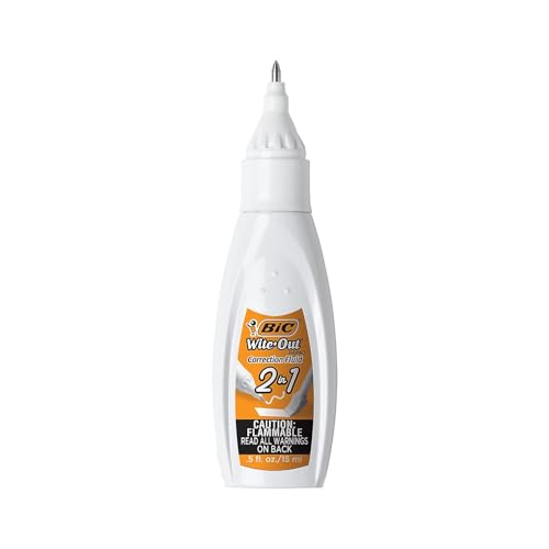 BIC WOPFP11 Wite-Out 2-em-1 Fluido de correção, garrafa de 15 ml, branco