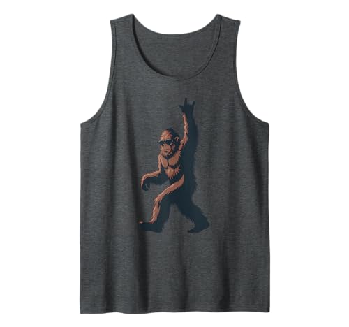 Funny Sasquatch Clothing Sunglasses Rock On Bigfoot Tank Top