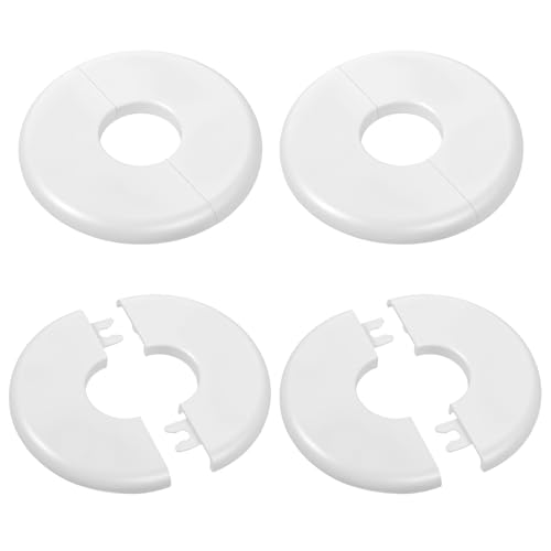 4PCS Escutcheon Plate, 28mm 1in Plumbing Cover Plates, Wall Split Flange, Buckle Design Plumbing Cover Plates, Self-Adhesive Abs Round Escutcheon Plate for Pipe Faucet Bathroom Kitchen