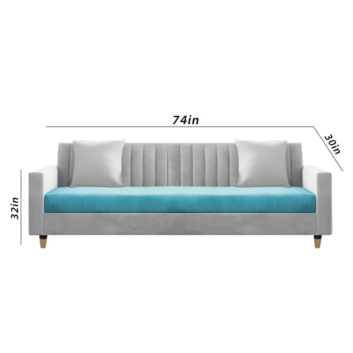 Image of Casaliving Garcia 3+2+1 Seater Sofa Set for Living Room (Turquise Grey Colour) Premium Fabric Sofa