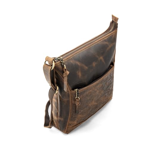 Image of Goatter Hunter Leather 11 inch Inch Sling Cross-Bodybag /Shoulder Bag For Girls And Women, Brown