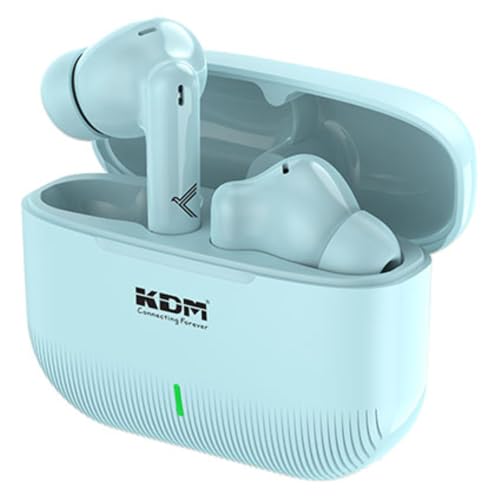 KDM – E1 Leo Pods Truly Wireless in Ear Earbuds with 30hrs Playtime, Free Case, Low Latency, Buds TWS, Mint Green