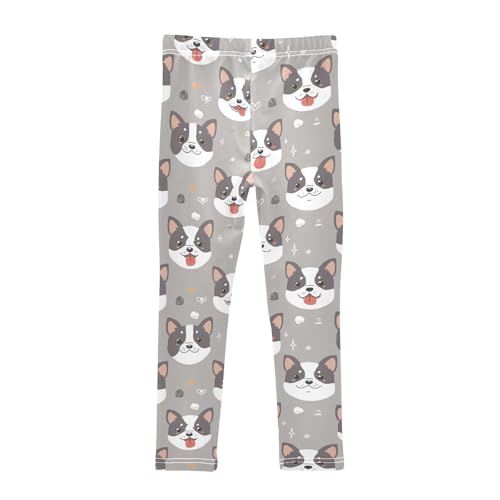 Wusikd Cute Gray Dog Girls' Leggings Toddler Doodles Cartoon Kids Yoga Pants Dance Active Tights 4T2