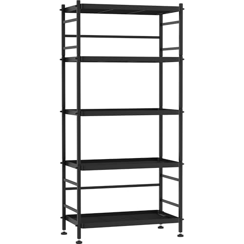 Scaffale Metallico A 5 Ripiani Forthcan - Nero, 50x29x152cm, Portata 10kg/Ripiano, Per Interni/Esterni - Foto 6