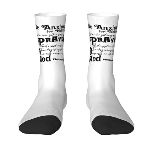 Haebfsl Be Anxious For Nothing Women'S Cushion Crew Sock Soft Casual Mid-Calf Socks