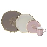 アペックスハート 食器 セット マグカップ プレート3枚 フレンチスタイル 磁器製 カフェセット A Fortune Word プレゼント 結婚祝い FW-1258