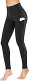 COTOP Leggings de Yoga Pantalones Deportivos, Pantalones Deportivos de Cintura Alta para Correr Elásticos y Transpirables con Bolsillos Laterales para Mujeres (Negro, L, l)