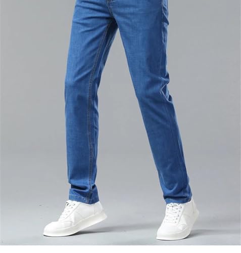 Men's high-Waisted Loose-fit Stretch Jeans, Breathable Cotton Blend Straight-Leg Pants2