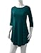 AMORE ALLFY Women's 3/4 Sleeve Round Neck Flare Hem Tunic Teal Large