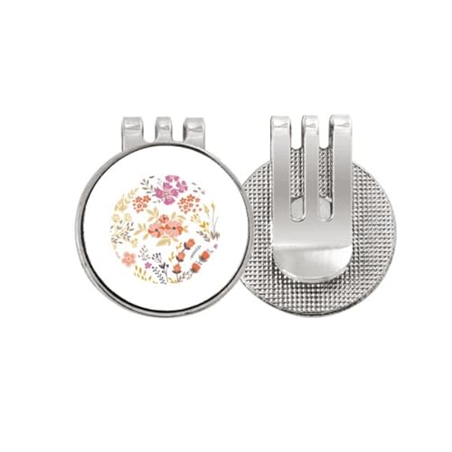 Marqueur de balle de golf magnétique avec émail fleur orange et blanche