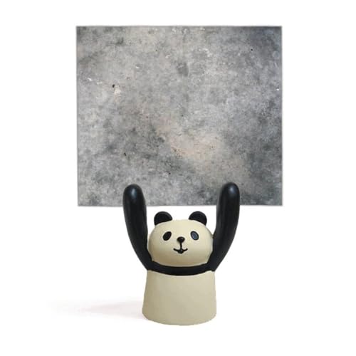 Porte-mémo en marbre blanc et noir avec son joli motif de panda pour le bureau