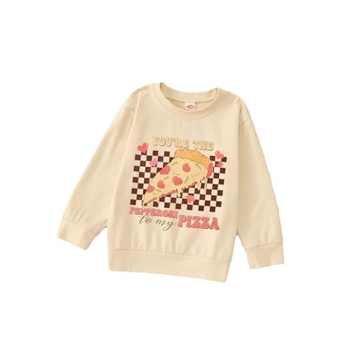 CM C&M WODRO Toddler Baby Girl Valentine's Day Sweatshirt Funny Pizza Love Print Outfit Long Sleeve Shirt Pullover Top