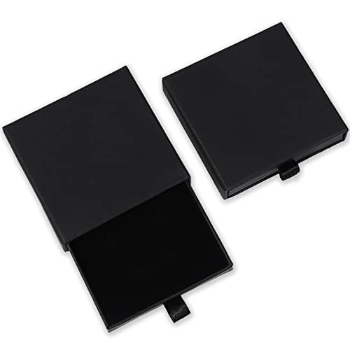 ExceLife Jewelry Gift Box, Cotton Filled Cardboard Paper Jewelry Box Ring Necklace Bracelet Earring Gift Case for Birthday Wedding Anniversary Jewelry Packaging, Black