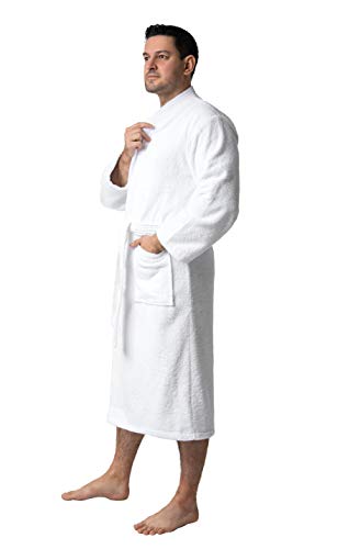 Bagno Milano Organic Men Bathrobe, Gots Certified Organic Turkish Cotton Luxury Kimono Robe (As1, Alpha, M, L, Regular, Regular, White, Medium-Large) #TOP1
