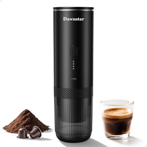 Dawnstar Portable Electric Espresso Machine for Travel, 86.6 Watt 2-In-1 Travel Coffee Maker for Max 10g Coffee Powder or NS Capsules, 1.5 Pounds & 7800mAh Battery Capacity, Includes Quick Charger
