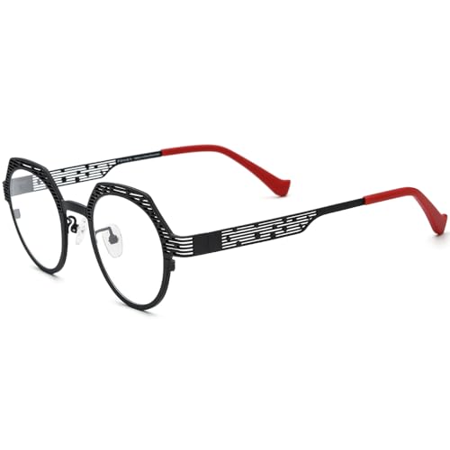 Image of FONEX Colorful Pure Titanium Glasses Frame Women Retro Round Eyeglasses