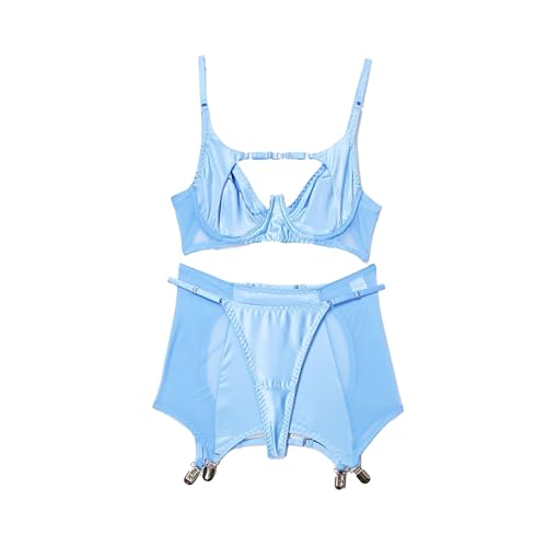 Ensemble lingerie sexy à découpes et porte-jarretelles noir