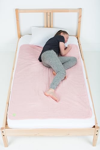Image of PeapodMats Bedwetting & Incontinence Waterproof Bed Mat - Reusable Underpad. Secure Placement & Breathable. Washable. Enviro Friendly 3x5 (Peach/Pink) Mattress Protector & Pee Pad for Kids & Adults