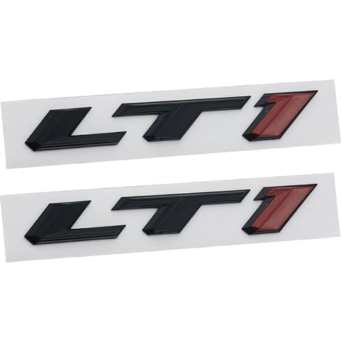 Image of Pair Set LT1 Emblem 3D Side Door Badges Sticker Nameplate Replacement for Camaro (Black Red)