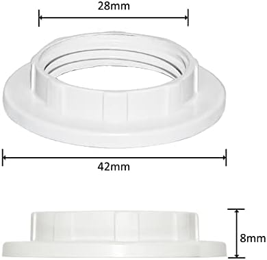 Lampshade Reducer Ring E14 Screw Collar Ring 28MM, Fittings for Table Lamp, Ceiling Lights, Plastic Screw Bulbs Lamp Holder Twist Lock Socket Replacement - White, Pack of 6