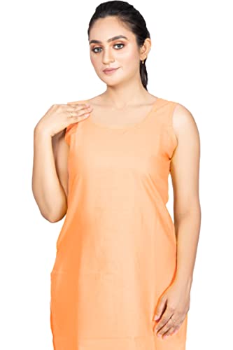 Image of Women's Cotton Long Camisole for Kurti /Suit Slip /Long Inner /Samij for Women Sameej /Knee Length Inner Wear /Sameez /Kurti Slip /Round Neck /Invisible