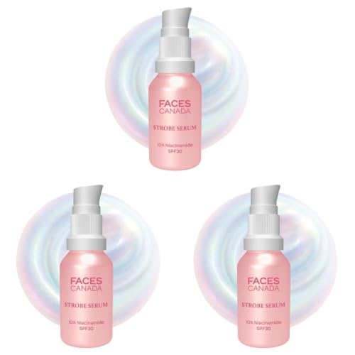 Image of FACES CANADA Strobe Serum Mini - 15ml | Brightening Serum + Strobe Cream + SPF 30 Sunscreen | 10% Niacinamide | Removes Dark Spots & Hyperpigmentation | GlowLift Complex | Instant Glow (Pack of 3)