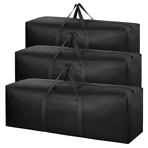 3 pacco Borsone da viaggio di grande capacità, grande Holdall pieghevole pesante 600D sacco da bagagli a tessuto di Oxford con navoni per il campeggio in movimento (nero)