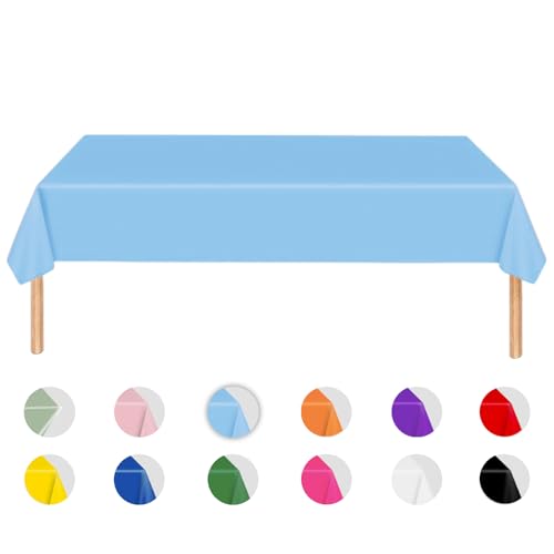 MORAINJAY Bleu Clair Nappe pour Fête d'Anniversaire 137x274cm Nappe Happy Birthday Couverture Rectangulaire Table à Manger Cuisine Banquet