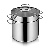 WMF Nudeltopf mit Sieb 24 cm Induktion, Kochtopf groß 7l, Spaghettitopf mit Glasdeckel, Cromargan...