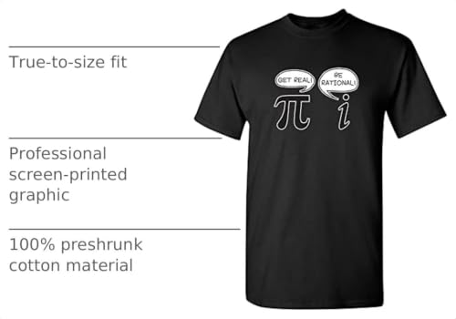 Get Real Be Rational Funny Math Geek Sarcastic Funny T Shirt XL Black by Feelin Good Tees - Used condition - Image 3
