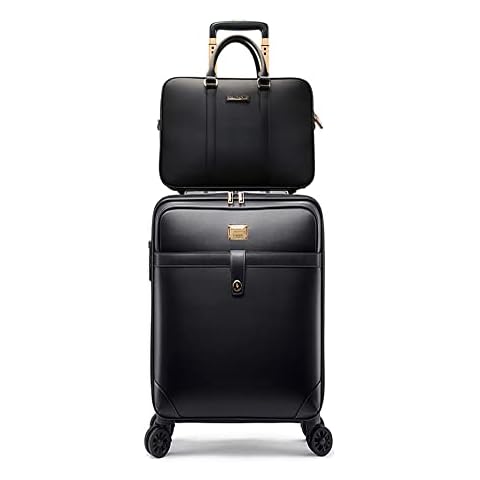 feilario 2Pcs Leather Business Spinner Wheel Luggage Waterproof Carry-On Suitcase with TSA Lock - Capacity 36-55L Cover